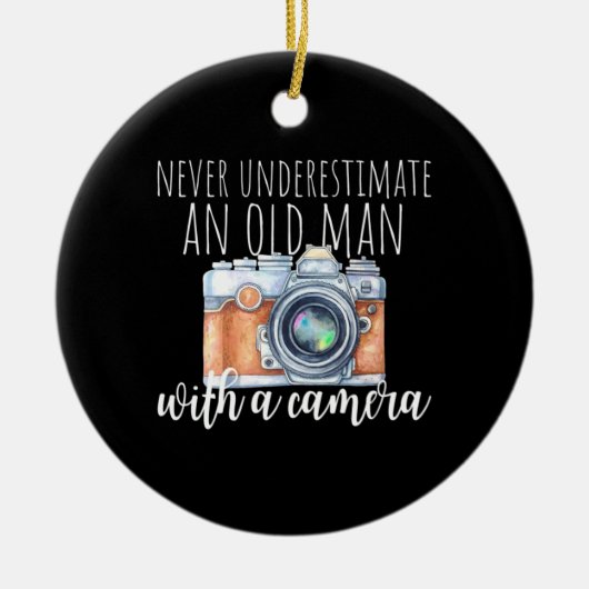 Oud Man met camera Keramisch Ornament (Voorkant)