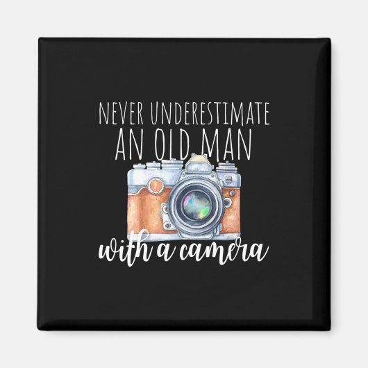 Oud Man met camera Magneet (Voorkant)