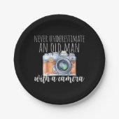 Oud Man met camera Papieren Bordje (Voorkant)