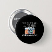 Oud Man met camera Ronde Button 5,7 Cm (Voorkant /achterkant)