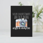 Oud Man met camera RSVP Kaartje (Staand voorkant)