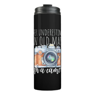 Oud Man met camera Thermosbeker
