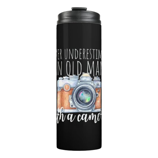 Oud Man met camera Thermosbeker (Voorkant)