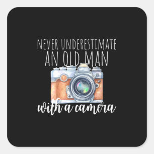 Oud Man met camera Vierkante Sticker