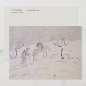 Oud Man met Donkey in sneeuw ~ Gouche ~ FC Friesek Aankondiging (Voorkant / Achterkant)