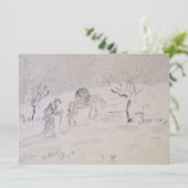 Oud Man met Donkey in sneeuw ~ Gouche ~ FC Friesek Aankondiging (Staand voorkant)