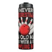 Oud Man met een bowlingbal Thermosbeker (Voorkant)