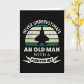 Oud Man met een Fighter Jet Funny Airplane Gifts Kaart (Gele Bloem)
