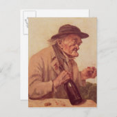 Oud Man met een glas wijn Briefkaart (Voorkant / Achterkant)