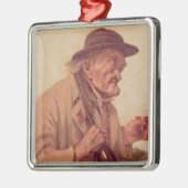 Oud Man met een glas wijn Metalen Ornament (Links)