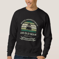 Oud Man met een helikopter
