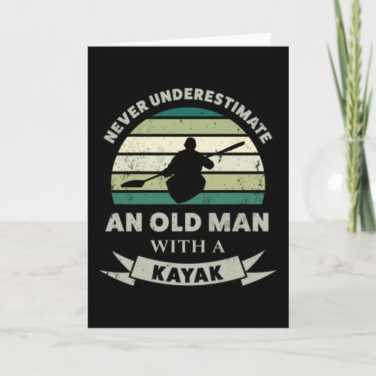 Oud Man met een Kayak Funny Dad Gift Kaart (Voorkant)