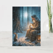 Oud Man met een konijn Kaart (Voorkant)