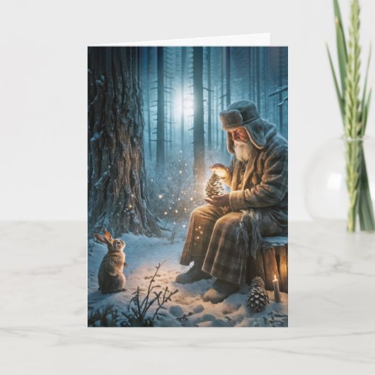 Oud Man met een konijn Kaart (Voorkant)
