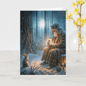 Oud Man met een konijn Kaart (Gele Bloem)