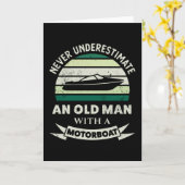 Oud Man met een motorboot Funny Boating Kaart (Gele Bloem)