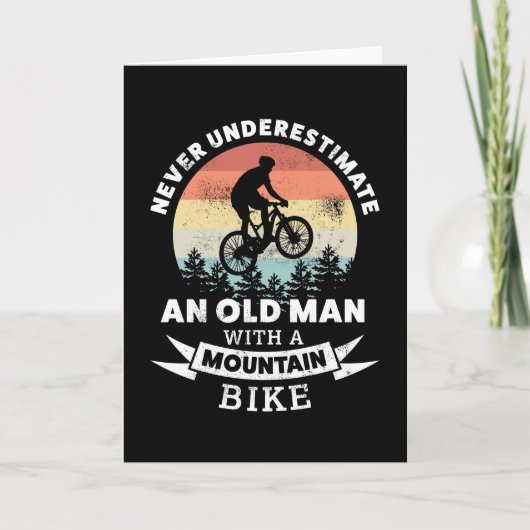 Oud Man met een mountainbike - MTB Gift Kaart (Voorkant)