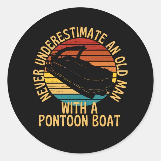 Oud Man met een pontonboot Ronde Sticker (Voorkant)