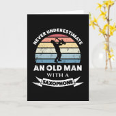 Oud Man met een Saxophone Funny Gift Dad Kaart (Gele Bloem)