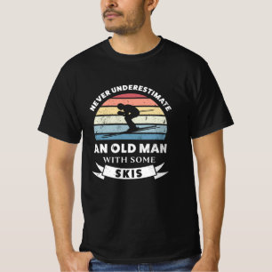 Oud Man met een Skis Funny Gift papa T-shirt