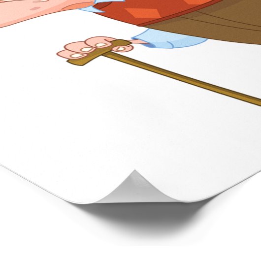 Oud Man met een suikerriet Poster (Hoek)