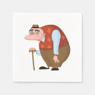 Oud Man met een suikerriet Servet