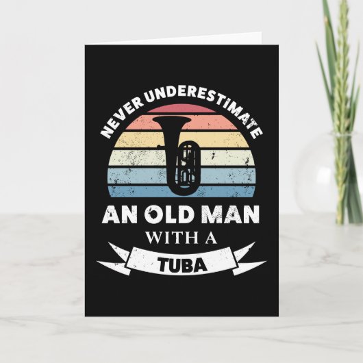 Oud Man met een Tuba Funny Music Gift Dad Kaart (Voorkant)