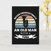 Oud Man met een Tuba Funny Music Gift Dad Kaart (Gele Bloem)