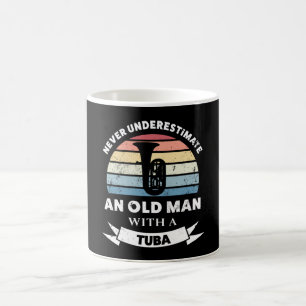 Oud Man met een Tuba Funny Music Gift Dad Koffiemok