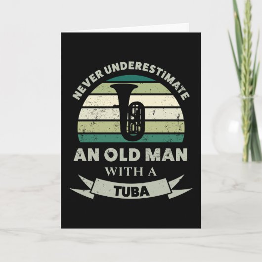 Oud Man met een Tuba Funny Music Papa Gift Kaart (Voorkant)