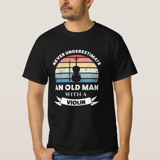Oud Man met een Violin Funny Gift Dad T-shirt (Voorkant)