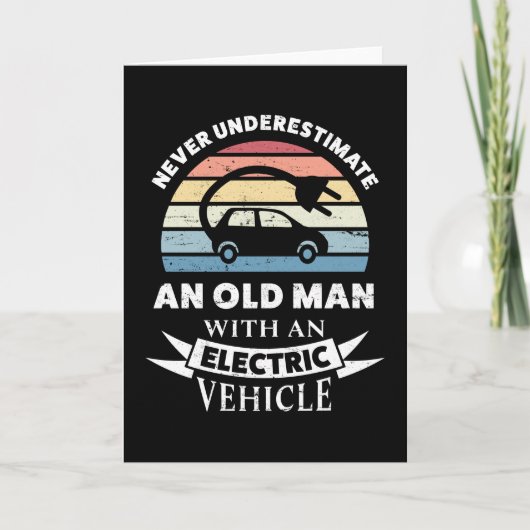 Oud Man met elektrische motor EV Gift Husband Kaart (Voorkant)