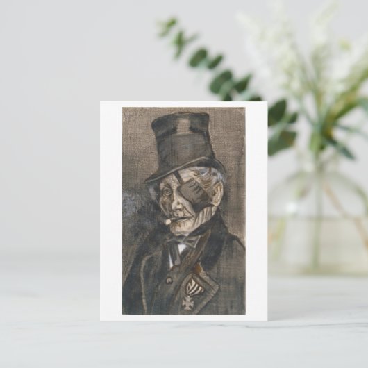 Oud Man met Eye Patch, Vincent van Gogh Briefkaart (Staand voorkant)