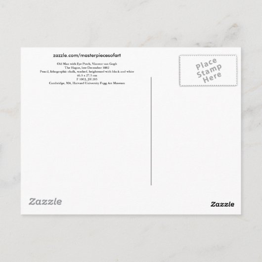 Oud Man met Eye Patch, Vincent van Gogh Briefkaart (Achterkant)