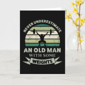 Oud Man met gewicht Funny Pap Gift Kaart (Gele Bloem)