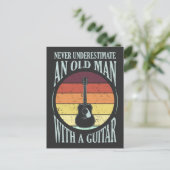 Oud man met gitaar Funny Guitarist Musicus Briefkaart (Staand voorkant)