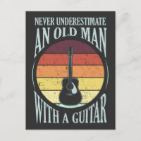 Oud man met gitaar Funny Guitarist Musicus