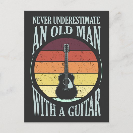 Oud man met gitaar Funny Guitarist Musicus Briefkaart (Voorkant)