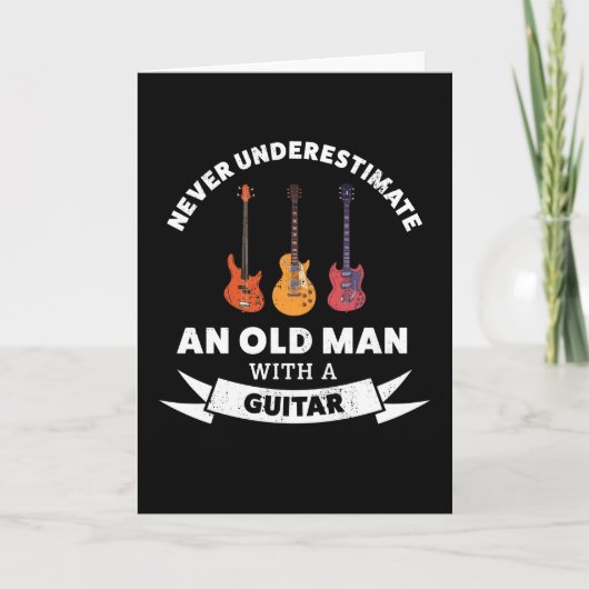 Oud man met gitaar - Grappig muziekcadeau Kaart (Voorkant)