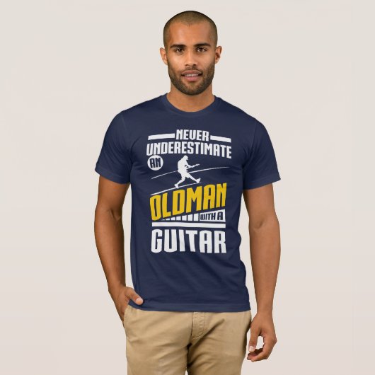 Oud Man met gitaar T-shirt (Voorkant volledig)