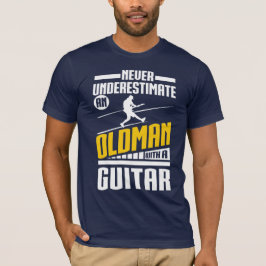Oud Man met gitaar T-shirt