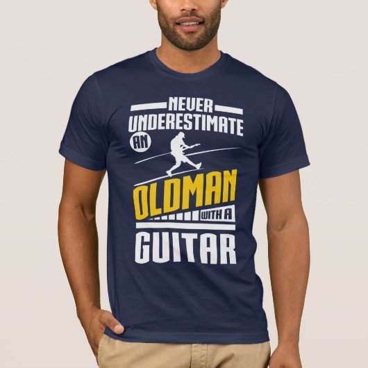 Oud Man met gitaar T-shirt (Voorkant)