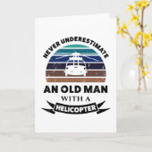 Oud Man met Helikopter Funny Gift Dad Kaart (Gele Bloem)
