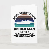 Oud Man met motorboot Funny Boating Gift Dads Kaart (Voorkant)