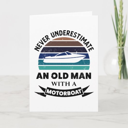 Oud Man met motorboot Funny Boating Gift Dads Kaart (Voorkant)