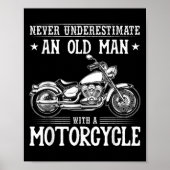 Oud Man met motorfiets Grappige fietser quotes Poster (Voorkant)