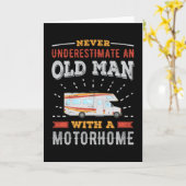 Oud Man met Motorhome Retro RV Cadeauvader Kaart (Gele Bloem)