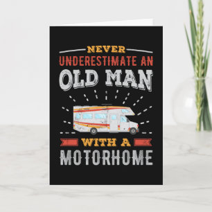 Oud Man met Motorhome Retro RV Cadeauvader Kaart