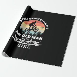 oud man met mountainbike mtb cadeaupapier