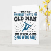 Oud Man met Snowboard Husband Gift Kaart (Gele Bloem)